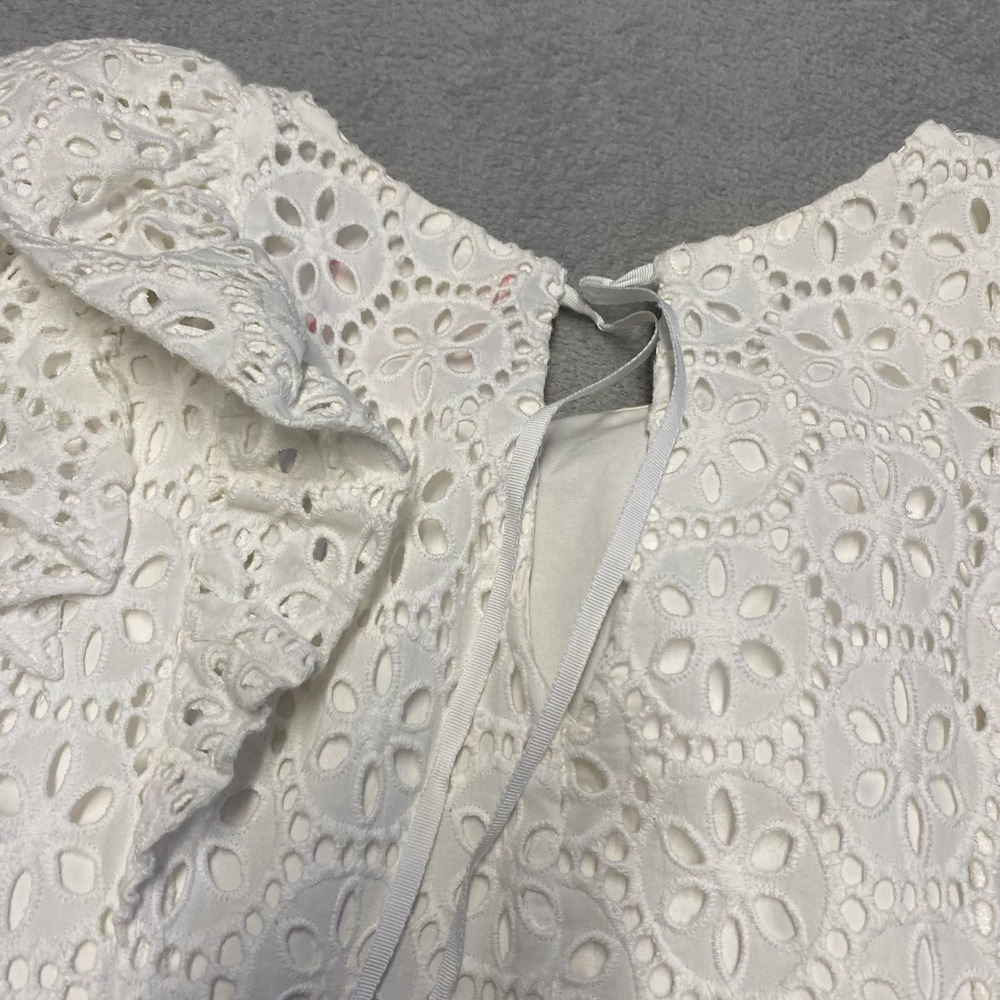 Lilly Pulitzer Dress Small Resort White Floral Eyelet Lace Ruffle Primm Dainty - Picture 11 of 11